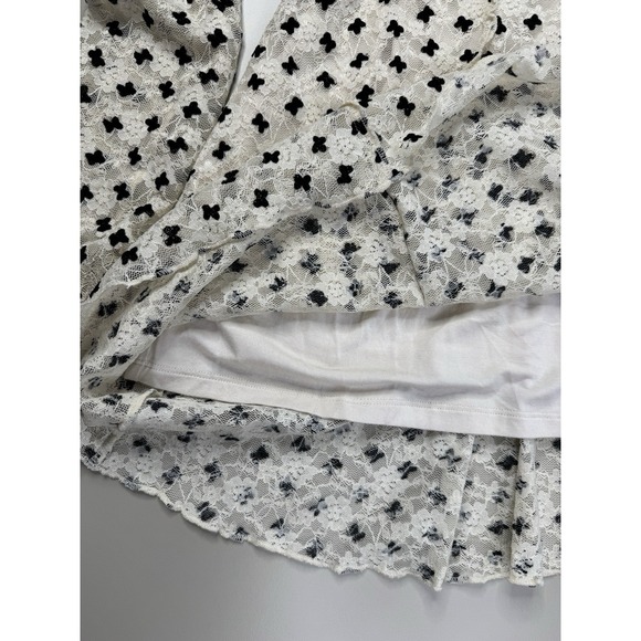 Free People Sheer Delight Lace Boho Minidress Womens Medium Off White Velvet Bow - Picture 10 of 16